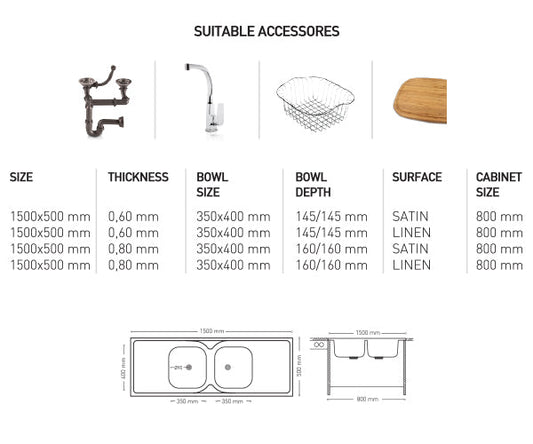 L021 LAY ON SERIES DOUBLE BOWLS KITCHEN SINK by Maykromluks | Souqify