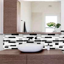 Long Strip Black and White Marble Tile T80045 by Vivid Tiles | Souqify