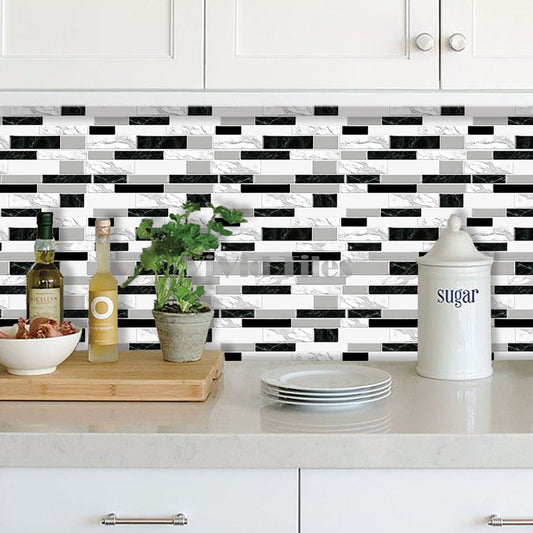 Long Strip Black and White Marble Tile T80045 by Vivid Tiles | Souqify