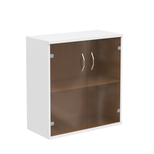MEDIUM HEIGHT CABINET, MADE IN E1 LAMINATE CHIPBOARD, WITH GLASS SWING DOORS by Treejar | Souqify