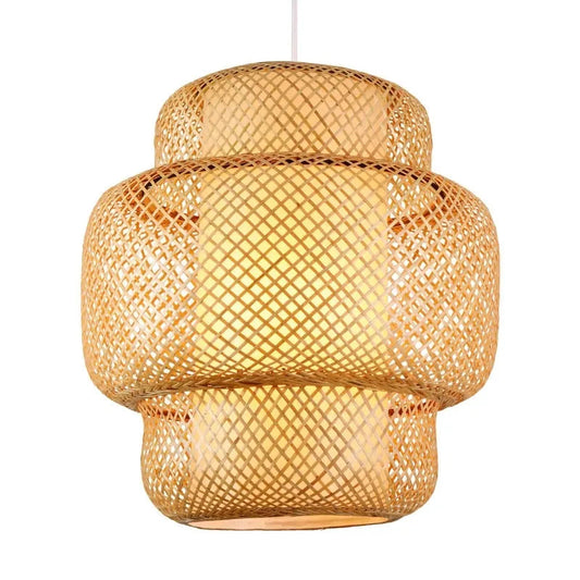 Modern Bamboo Hand Woven Bamboo Art Chandelier E27 Dining Room Bamboo Lantern Pendant Light Bedroom Cafe Vintage Hang Lamp by Zhongsan | Souqify