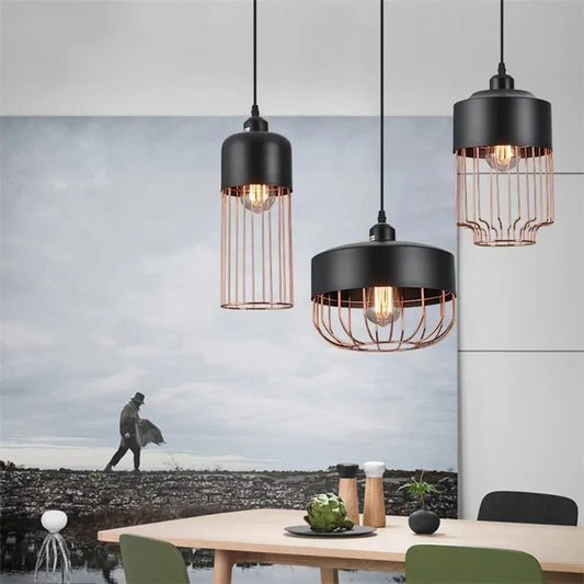 Modern Industrial Vintage LED Pendant Lamp Edison Loft Black Iron Hanging Light Fixtures Retro Droplight Deco Indoor Lighting by Zhongsan | Souqify