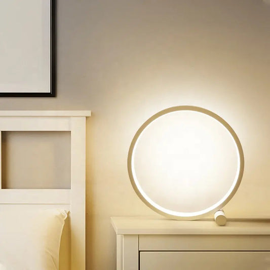 Modern LED Table Lamp Bedroom Circular Desk Lamps For Living Room Black/White Dimmable Bedside Lamp Round Night Light Decoration by Zhongsan | Souqify