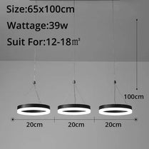 Modern remote control acrylic Dimmable Pendant Lights with three heads ring for living room Kitchen indoor led lighting decor by Zhongsan | Souqify