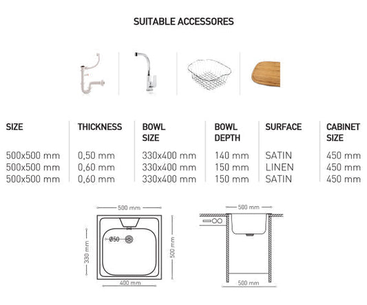 N004 INSET SERIES SINGLE BOWL KITCHEN SINK by Maykromluks | Souqify
