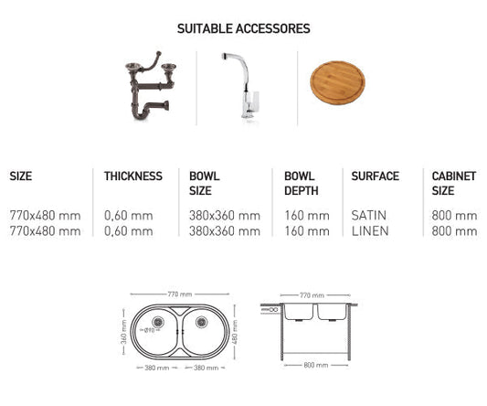 N010 INSET SERIES DOUBLE BOWLS KITCHEN SINK by Maykromluks | Souqify