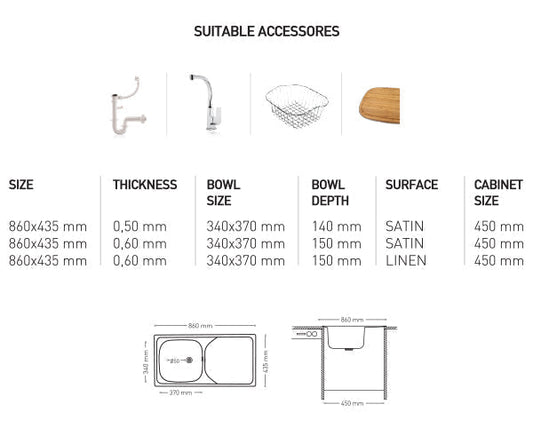 N014 INSET SERIES SINGLE BOWL KITCHEN SINK by Maykromluks | Souqify