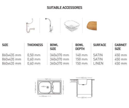 N015 INSET SERIES SINGLE BOWL KITCHEN SINK by Maykromluks | Souqify