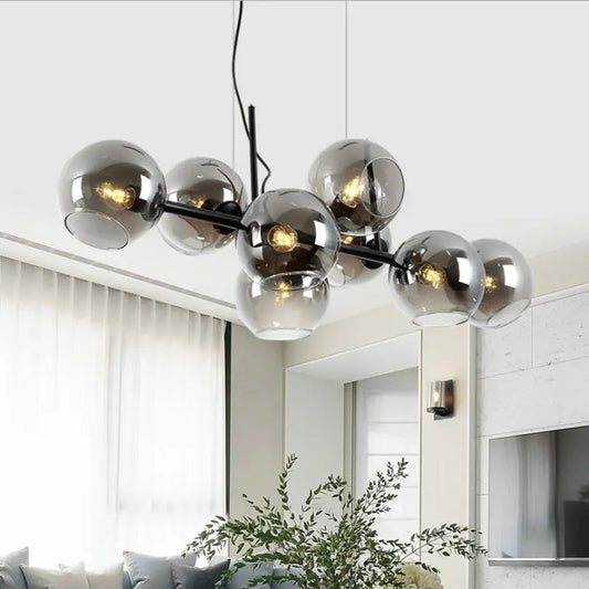Nordic creative bedroom dining room chandelier modern minimalist long living room magic bean glass molecular bubble chandelier by Zhongsan | Souqify