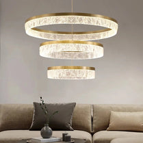 Nordic Golden Chandelier Ring Resin Texture Lampshade Light Luxury Modern Villa Duplex Living Room Dining Room Bedroom Lamp LED by Zhongsan | Souqify