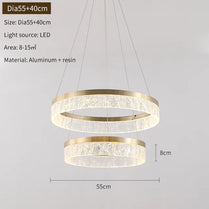 Nordic Golden Chandelier Ring Resin Texture Lampshade Light Luxury Modern Villa Duplex Living Room Dining Room Bedroom Lamp LED by Zhongsan | Souqify