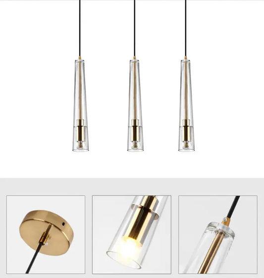 Nordic modern single head glass pendant light creative dining room small chandelier bedroom bedside study bar cone lamp by Zhongsan | Souqify