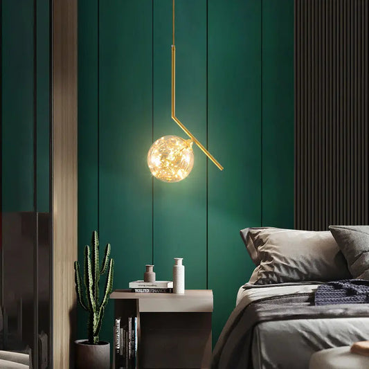 Postmodern glass single head chandelier restaurant luxury lamp copper simple bedroom bedside starry chandelier by Zhongsan | Souqify