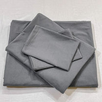 Premium King size 6 pieces Bedding Set without filler,  Plain Anchor Grey Color