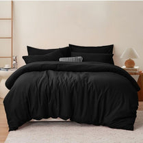 Premium King size 6 pieces Bedding Set without filler, Plain Black Color