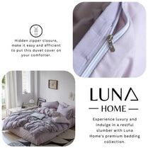 Premium King Size 6 Pieces Korean Reversible Bedding Set, Plain Purple and Light Purple Color. by 5 | Souqify