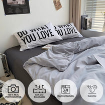 Premium Single Size 4 Pieces Constructor Design with 2 Print Pillow Covers, Plain Grey and Light Grey color. by 5 | Souqify