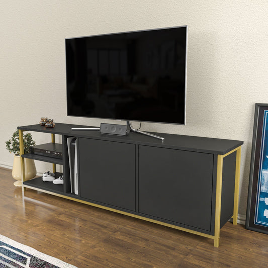 Primrose TV Unit - Gold-Antrasit by DECOROTIKA | Souqify