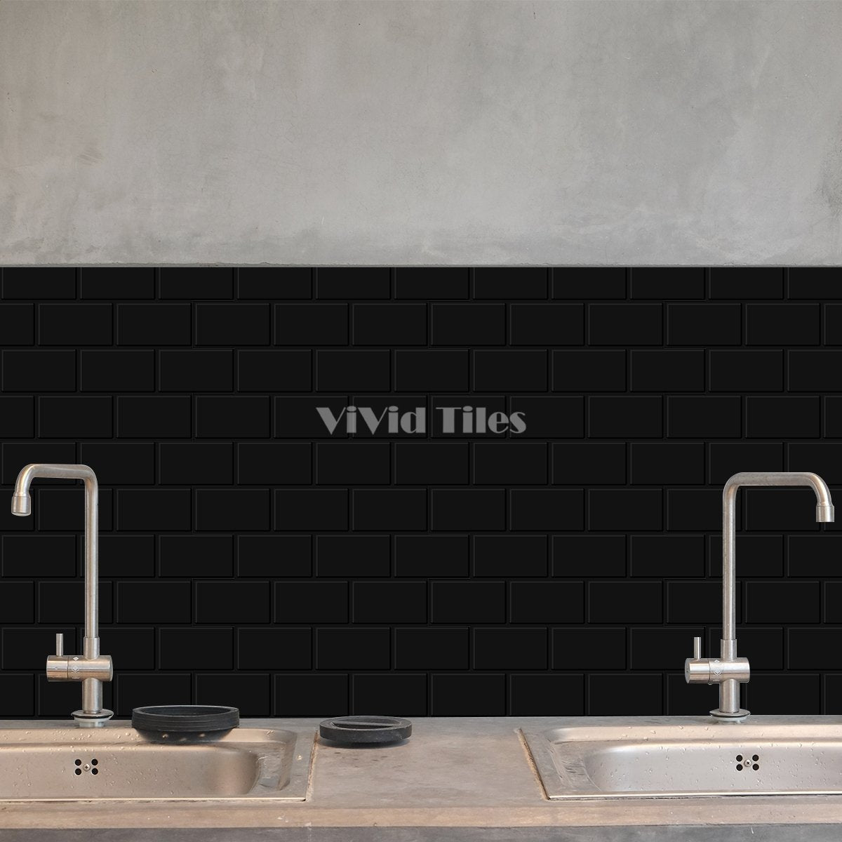 Pure Black Brick PET Tile VP118 by Vivid Tiles | Souqify
