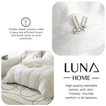 Queen size 6 pieces Bedding Set, Washable Cotton Plain Snow White Color Design.