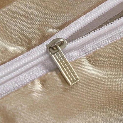 Silky Satin, King Size 6-Piece Bedding Set, Plain Beige Color.