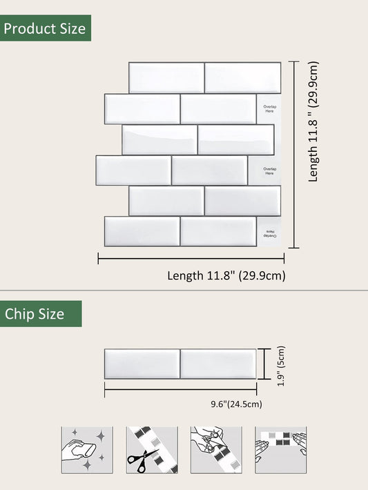 Subway White Color Vinyl Tiles MT1061 by Vivid Tiles | Souqify