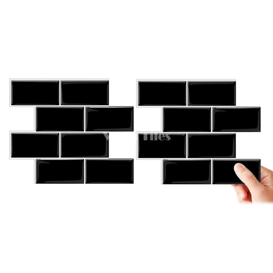 Thick 1.6mm 12.6*10.6 Inch Peel And Stick Black With White Grout Brick Vinyl Wall Tile Home Decor Kitchen Bathroom Living Room VP222 by Vivid Tiles | Souqify
