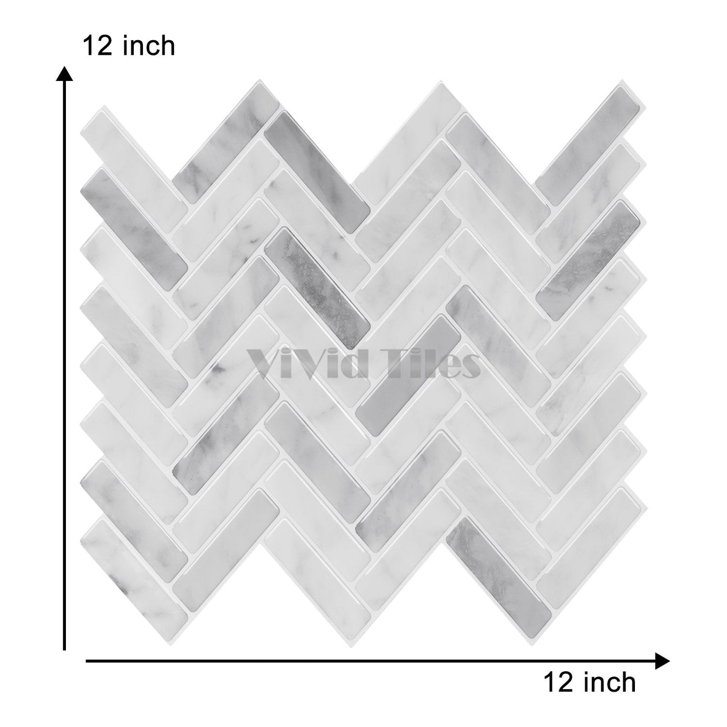Thicker Upgrade Grey Marble Herringbone Vinyl Tile HB404 by Vivid Tiles | Souqify