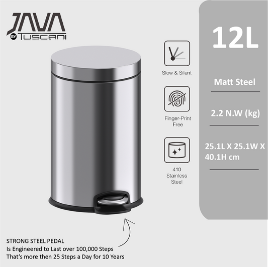 Tuscani JAVA TJ-8856 Matte Steel Pedal Bin by TUSCANI | Souqify