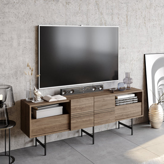 TV Stand Derin - Walnut, Black-DRN71SB03 Walnut
Black 107 X 41 X 27 by DECOROTIKA | Souqify