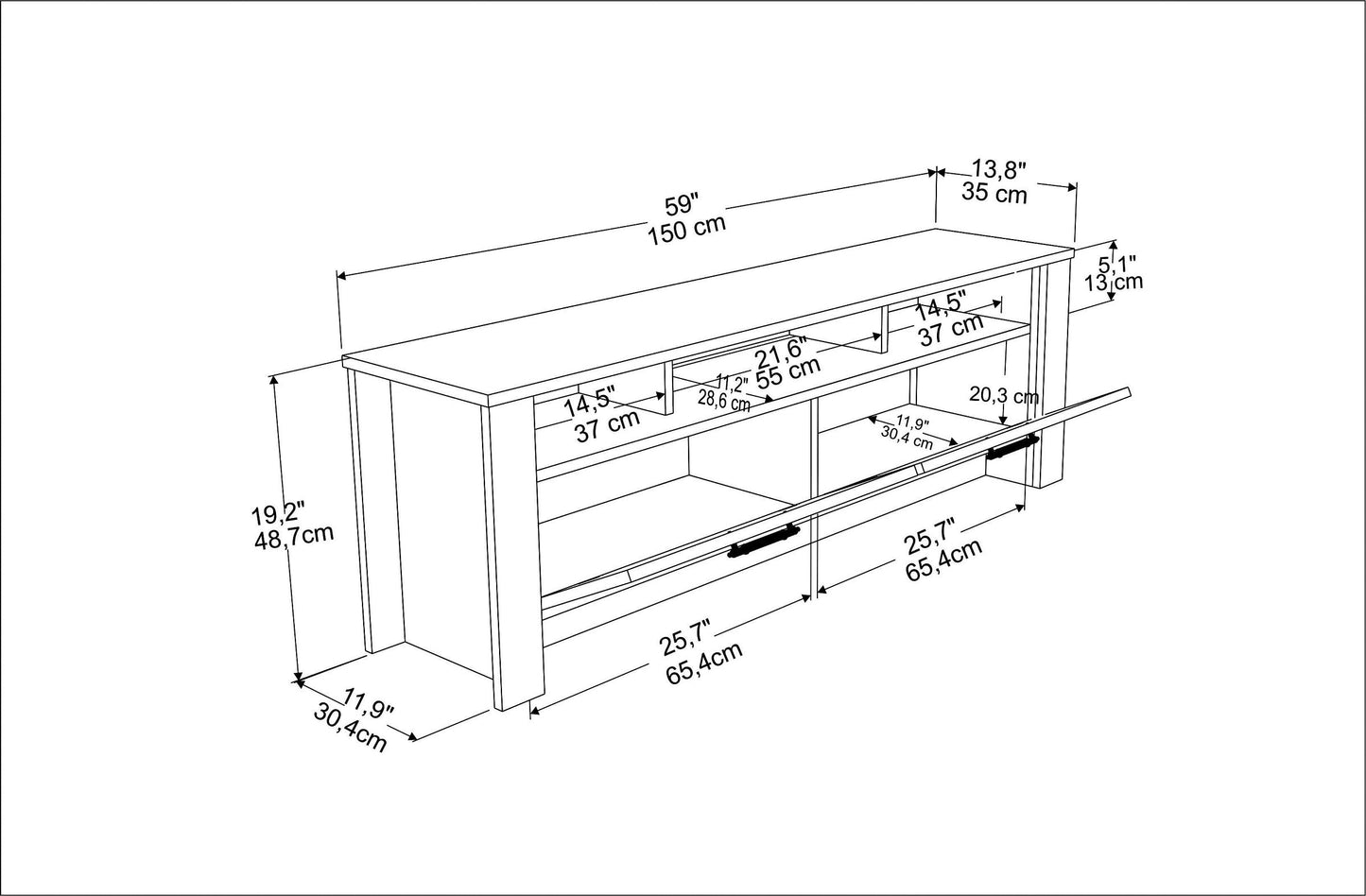 TV Stand Manhattan 150 - Oak-MN59TSM01 Oak
Dark Grey 161 X 41 X 16 by DECOROTIKA | Souqify
