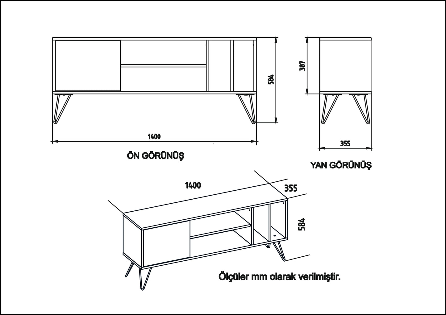 TV Stand Mistico (140) - Walnut, Black-MST55TSB01 Walnut
Black 152 X 41 X 15 by DECOROTIKA | Souqify