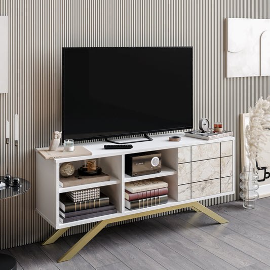 TV Stand North - White, Gold-NOR51TS01 White
Gold 143 X 43 X 20 by DECOROTIKA | Souqify