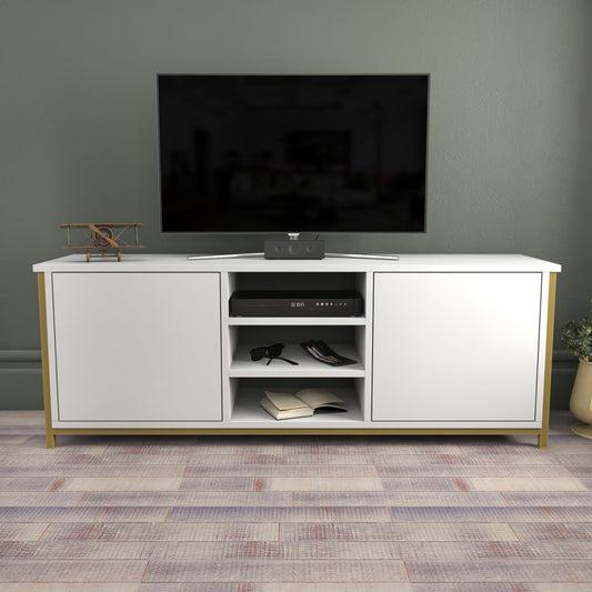 TV Stand Otis - Gold, White-OTVS3089 Gold
White 167.6 X 47.2 X 16.6 by DECOROTIKA | Souqify