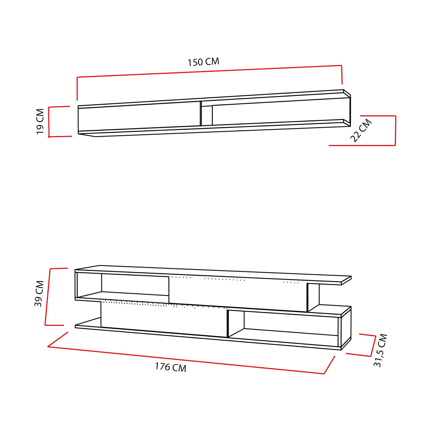 TV Unit Sims - Black, White-SMS71TS01 White
Black 180 X 37 X 14 by DECOROTIKA | Souqify