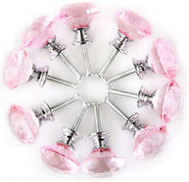 Vila 1003 Diamond Shape Crystal Glass 30mm Kitchen Cabinet Door Drawer Knob Wardrobe Dresser Cabinet Pull Handle with Screws, (1pec) Pink by Vilalock | Souqify