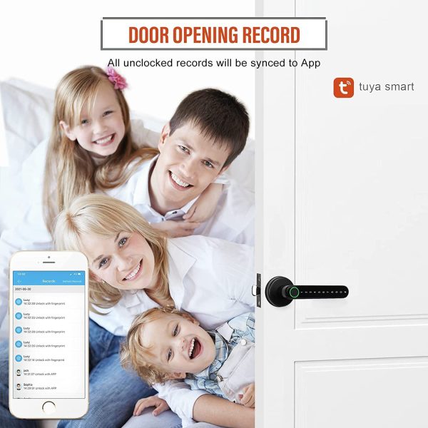 Vila Fingerprint Door Lock With BLUETOOTH Smart APP Tuya Remote Control Digital,Biometric Fingerprint,IC Card,Mechanical key Unlock for Apartment Hotel Home Use (Color Black) by Vilalock | Souqify