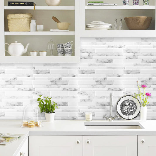 White Marble Strip Vinyl Tile 24079 by Vivid Tiles | Souqify