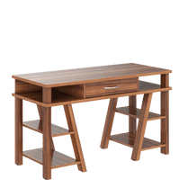WOODEN RECTANGULAR SHAPE COMPUTER DESK WITH FIXED DRAWER AND SIDE SHELVES, MADE IN E1 LAMINATE CHIPBOARD COLOR : BURGUNDY SIZE : 1360х600х784MMH **MADE IN EUROPE **5 YEARS GUARANTEE by Treejar | Souqify