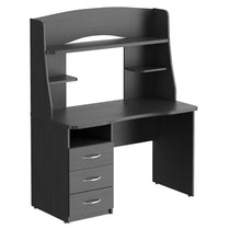 WOODEN RECTANGULAR SHAPE COMPUTER DESK WITH OPEN SHELF AND ATTACHED DRAWERS, MADE IN E1 LAMINATE CHIPBOARD COLOR : LEGNO DARK SIZE : 1200х600х1525MMH **MADE IN EUROPE **5 YEARS GUARANTEE by Treejar | Souqify