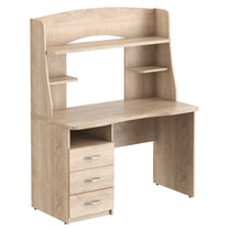 WOODEN RECTANGULAR SHAPE COMPUTER DESK WITH OPEN SHELF AND ATTACHED DRAWERS, MADE IN E1 LAMINATE CHIPBOARD COLOR : LEGNO DARK SIZE : 1200х600х1525MMH **MADE IN EUROPE **5 YEARS GUARANTEE by Treejar | Souqify
