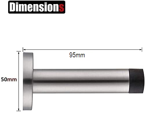 VILA Door Stopper |3817-95mm| Wall Mounted Stainless Steel Door Stop Rubber Buffer Bumper with Screws and Drywall Anchors