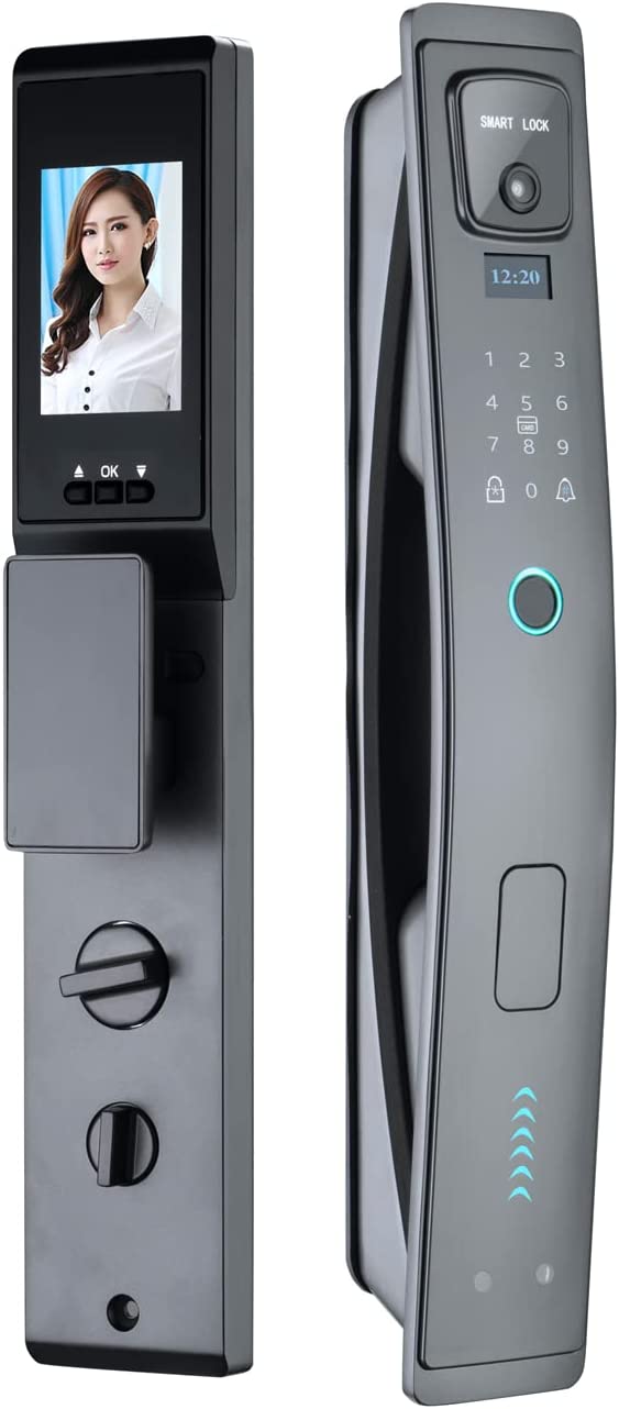 VILA Smart Lock, q7-1 BLK With WiFi, Face Recognition, Display screen,Keypad Digital,Biometric Fingerprint,IC Card,Mechanical key, Unlock for Apartment Hotel Home Use. COLOR: (BLACK))