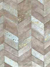 DEKOLAND - Chevron Rug Gold on White, Beige