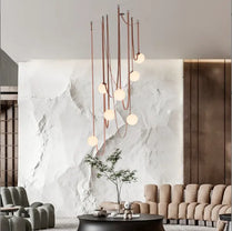 Nordic modern minimalist duplex building lotf stairwell wabi-sabi style designer villa belt living room dining room chandelier