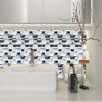 12*12  Inch Black white stripe marble wall sticker tiles self adhesive wall tiles for kitchen bathroom backsplash