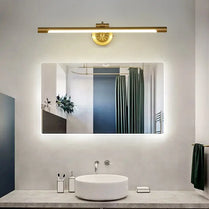 Nordic Retro Copper Mirror LED Headlight Mirror Cabinet Bathroom Light Vanity Wall Lamp Simple Toilet Makeup Lamp