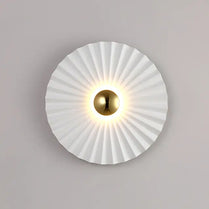 Nordic round white led wall lamp modern pleated shape iron living room wall light stairs corridor aisle bedroom bedside sconces