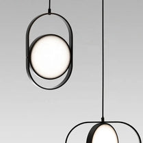 Modern Industrial suspension industrial lighting iron LED pendant lights Oval black dining Bar Bedroom minimalist Bedside light