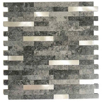 Chinese Factory Classic Vivid Strip Shape Design Marble Grain Metal Peel and Stick  Mosaic Wall Tile